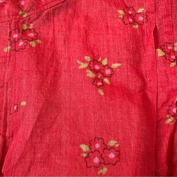 Free People Bella Mae Red Floral Midi Dress large sheer lined ruffle boho new - Picture 9 of 13